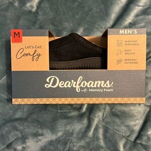 Dearfoams Memory Foam Mens Slippers Black Medium NEW